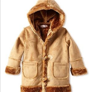 Tan fleecy faux kids shearling coat